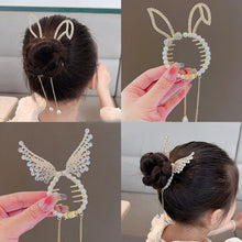 Load image into Gallery viewer, Cute Shiny Angel Wing Animal Ears Hair Clip Elegant Tassel Pearl Hairpins Ponytail Bun Headband For Women Girl Hair Accessories