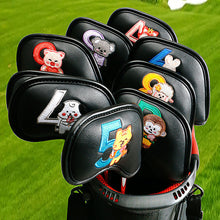 Load image into Gallery viewer, Golf Accessories 9Pcs/Set Portable PU Golf Club Iron Head Covers Protector Golfs Head Cover Set Golf Putter Cover Golf Headcover