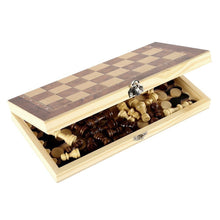 Load image into Gallery viewer, 24cm*24cm 3 in 1 Folding Wooden Chess Board Portable Chess Game Board Wooden Chess Board for Adults Kids Gift Family Game