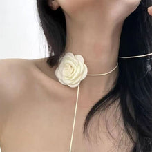 Load image into Gallery viewer, Personalized Handmade Camellia Necklace Long DIY Camellia Flower Choker Large Flower Women Elegant Female Neckchain Jewelry