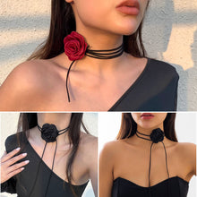 Load image into Gallery viewer, Personalized Handmade Rose Necklace Long DIY Rose Flower Choker Large Flower Women Elegant Female Neckchain Jewelry