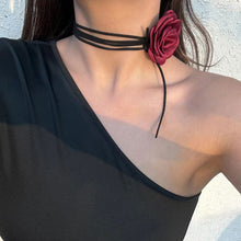 Load image into Gallery viewer, Personalized Handmade Rose Necklace Long DIY Rose Flower Choker Large Flower Women Elegant Female Neckchain Jewelry