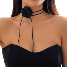 Load image into Gallery viewer, Personalized Handmade Rose Necklace Long DIY Rose Flower Choker Large Flower Women Elegant Female Neckchain Jewelry