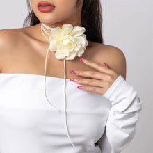 Load image into Gallery viewer, Fashion Rose Necklace Long DIY Camellia Flower Fleece Choker Large Flower Women Elegant Women Neckchain Jewelry