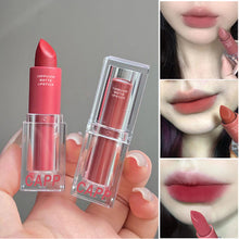Load image into Gallery viewer, Velvet Matte Lipstick Transparent Acrylic Waterproof Sweatproof Long-lasting Non-fading Nude Lip Gloss Lip Makeup Cosmetics