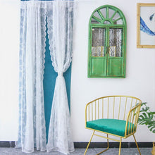 Load image into Gallery viewer, Floral Black White Lace Window Curtain Door Curtain Living Room Bedroom Drapes Sperate Curtains Home Decor Organza