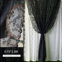 Load image into Gallery viewer, Floral Black White Lace Window Curtain Door Curtain Living Room Bedroom Drapes Sperate Curtains Home Decor Organza
