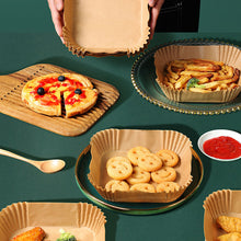 Load image into Gallery viewer, 50/100pcs 16cm Air Fryer Disposable Round Baking Papers Air Fryer Liners Non-Stick Steamer Oil Paper Liners Kitchen Accessories