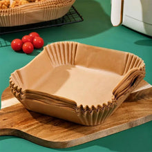 Load image into Gallery viewer, 50/100pcs 16cm Air Fryer Disposable Round Baking Papers Air Fryer Liners Non-Stick Steamer Oil Paper Liners Kitchen Accessories