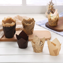 Load image into Gallery viewer, 50Pcs/Set Newspaper Style Muffin Cupcake Liner Paper Cups Caissettes Tulip Baking Cup Cake Wrapper Wedding Birthday Party Decor