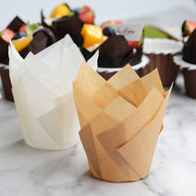 Load image into Gallery viewer, 50Pcs/Set Newspaper Style Muffin Cupcake Liner Paper Cups Caissettes Tulip Baking Cup Cake Wrapper Wedding Birthday Party Decor
