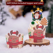 Load image into Gallery viewer, 50Pcs/Set Christmas Muffin Cupcake Liner Paper Cups Baking Cup Cake Wrapper Cake Toppers Decoration Christmas New Year Party Decor