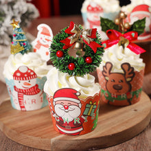 Load image into Gallery viewer, 50Pcs/Set Christmas Muffin Cupcake Liner Paper Cups Baking Cup Cake Wrapper Cake Toppers Decoration Christmas New Year Party Decor