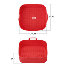 Load image into Gallery viewer, 20cm Air Fryer Silicone Square Baking Tray Non-Stick Steamer Liners Reusable Air Fryer Basket Home Kitchen Pizza Mat Grill Accessories