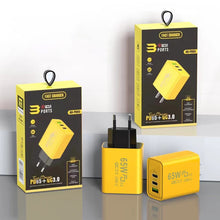 Load image into Gallery viewer, PD 65W Smart Phone Fast Charger Dual Type-C+ Single USB Interface EU&US Standard Adapters