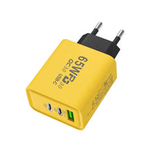 Load image into Gallery viewer, PD 65W Smart Phone Fast Charger Dual Type-C+ Single USB Interface EU&US Standard Adapters