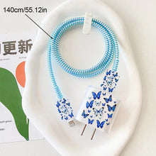 Load image into Gallery viewer, 1 Set Apple 18/20W Fast Charger Data Cable Protective Case With Heart Smiley Face Butterfly Flower Pattern TPU Protective Case For Apple 12 13 11 Promax 14 Plus