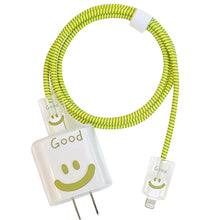 Load image into Gallery viewer, 1 Set Apple 18/20W Fast Charger Data Cable Protective Case With Heart Smiley Face Butterfly Flower Pattern TPU Protective Case For Apple 12 13 11 Promax 14 Plus