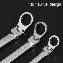 Load image into Gallery viewer, 1Pcs Flexible Pivoting Head Ratchet Wrench Spanner Garage Metric hand Tool 6mm-19mm For Auto and Home Repair