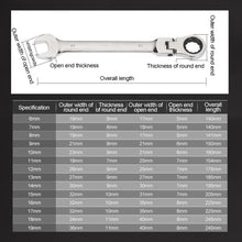 Load image into Gallery viewer, 1Pcs Flexible Pivoting Head Ratchet Wrench Spanner Garage Metric hand Tool 6mm-19mm For Auto and Home Repair
