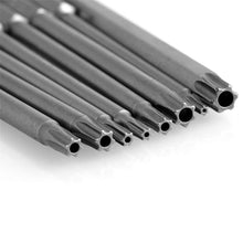 Load image into Gallery viewer, 12pcs 50mm 1/4" Hex Shank Hole Security Torx Bits Magnetic Screwdriver Set Drill Bit Screw Driver Bits Hex Torx Flat Head Hand Tools