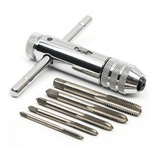 Load image into Gallery viewer, M3-M8 Adjustable Ratchet Wrench 5pcs Hand Tap Tapping Forward and Reverse Tapping Hand Tool Accessory Set