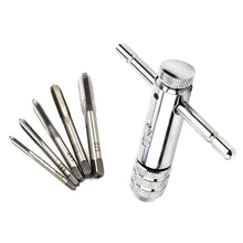 Load image into Gallery viewer, M3-M8 Adjustable Ratchet Wrench 5pcs Hand Tap Tapping Forward and Reverse Tapping Hand Tool Accessory Set