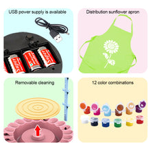 Load image into Gallery viewer, USB Electric Pottery Wheel Machine Mini Pottery Making Machine DIY Craft Ceramic Clay Pottery Kit With Pigment Clay Kids Toy