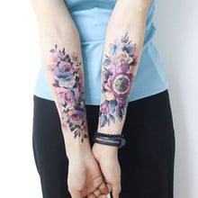 Load image into Gallery viewer, Waterproof Colored Ink Painting Flower Arm Tattoo Sticker Waterproof Women Men Patch Face Body Tattoo Sticker
