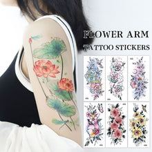 Load image into Gallery viewer, Waterproof Colored Ink Painting Flower Arm Tattoo Sticker Waterproof Women Men Patch Face Body Tattoo Sticker