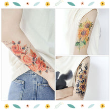 Load image into Gallery viewer, Waterproof Colored Ink Painting Flower Arm Tattoo Sticker Waterproof Women Men Patch Face Body Tattoo Sticker