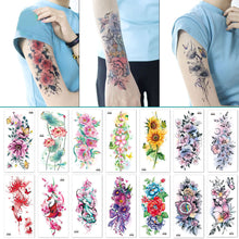 Load image into Gallery viewer, Waterproof Colored Ink Painting Flower Arm Tattoo Sticker Waterproof Women Men Patch Face Body Tattoo Sticker