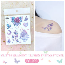 Load image into Gallery viewer, Waterproof Pink Fantasy Tattoo Patch Gradient Butterfly Moon Goddess Tattoo Waterproof Face Patch Face Body Tattoo Sticker