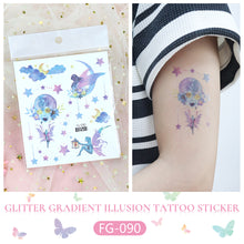 Load image into Gallery viewer, Waterproof Pink Fantasy Tattoo Patch Gradient Butterfly Moon Goddess Tattoo Waterproof Face Patch Face Body Tattoo Sticker