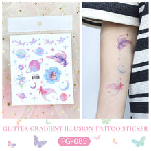 Load image into Gallery viewer, Waterproof Pink Fantasy Tattoo Patch Gradient Butterfly Moon Goddess Tattoo Waterproof Face Patch Face Body Tattoo Sticker