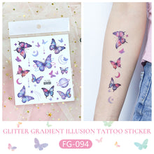 Load image into Gallery viewer, Waterproof Pink Fantasy Tattoo Patch Gradient Butterfly Moon Goddess Tattoo Waterproof Face Patch Face Body Tattoo Sticker