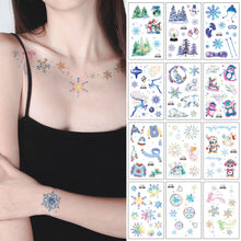 Load image into Gallery viewer, Christmas Snowflake Children's Cartoon Tattoo Sticker Simulated Tattoos Sticker Creative Snowman Women Men Tattoo Stickers