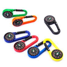 Load image into Gallery viewer, Mixed Colour Outdoor Camping Hiking Tactical Survival Mini Compass Carabiner Children's Toy Compass Small Gift