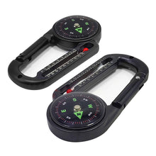 Load image into Gallery viewer, 2 in1 Outdoor Survival Tool Mini Portable Compass and Thermometer Carabiner for Hiking Backpacking Camping Accessory Emergency Navigation