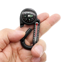 Load image into Gallery viewer, 2 in1 Outdoor Survival Tool Mini Portable Compass and Thermometer Carabiner for Hiking Backpacking Camping Accessory Emergency Navigation