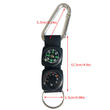 Load image into Gallery viewer, 3 In 1 Multifunction Camping Thermometer Compass With Key Ring Climbing Hiking Mini Carabiner W Keychain Compass Hanger
