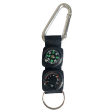 Load image into Gallery viewer, 3 In 1 Multifunction Camping Thermometer Compass With Key Ring Climbing Hiking Mini Carabiner W Keychain Compass Hanger