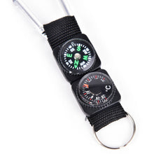 Load image into Gallery viewer, 3 In 1 Multifunction Camping Thermometer Compass With Key Ring Climbing Hiking Mini Carabiner W Keychain Compass Hanger
