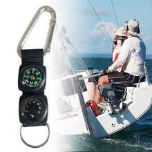 Load image into Gallery viewer, 3 In 1 Multifunction Camping Thermometer Compass With Key Ring Climbing Hiking Mini Carabiner W Keychain Compass Hanger