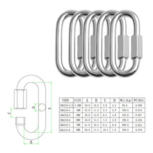 Load image into Gallery viewer, Stainless Steel Oval Quick Links D-Lock Carabiner Safety Snap Hook Climbing Buckle Climbing Gear Carabiner Quick Links M3.5/M4/M5/M6/M7/M8