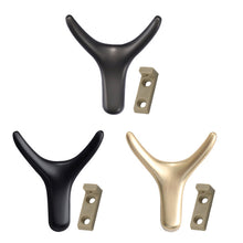 Load image into Gallery viewer, Ox Horn Hook Aluminum Alloy Wall Mounted Hooks Dual Coat Bag Hanger Door Back Kitchen Wardrobe Hooks Bathroom Rack