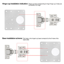 Load image into Gallery viewer, Cabinet Hinge Repair Plate Kit Kitchen Cupboard Door Hinge Mounting Plate with Holes Nails Flat Fixing Brace Brackets Household Tools