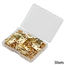 Load image into Gallery viewer, 50pcs/box Hinges+200 Screws Iron Golden Black Bronze 4 Holes 18*16mm Mini Rounded Hinge DIY Box Gifts Furniture Hardware