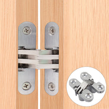 Load image into Gallery viewer, 2pcs/set Stainless Steel Hidden Conceal Hinge with Screws Invisible Cross Door Worktop Hinges for Folding Windows Furniture