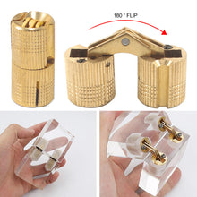 Load image into Gallery viewer, 8/10/12/14/16mm Copper Barrel Hinges Cylindrical Hidden Cabinet Concealed Hinge Invisible Brass Hinges Wood Box Furniture Hardware